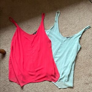 Women's V-Neck Camisole Top - Coral and Mint